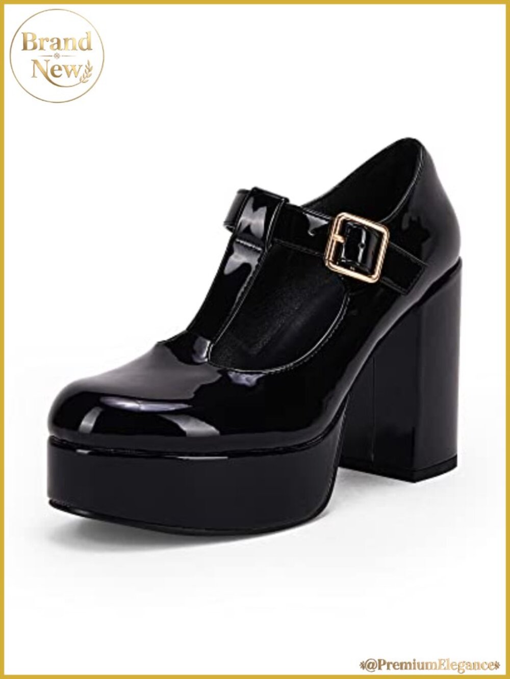 Womens T-Strap Platform Heels Chunky Mary Jane Dress Shoes Patent